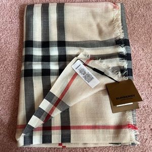 NWT Burberry Lightweight Check Wool & Silk Scarf